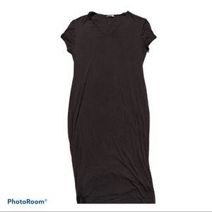 Black Midi Short Sleeves Dress